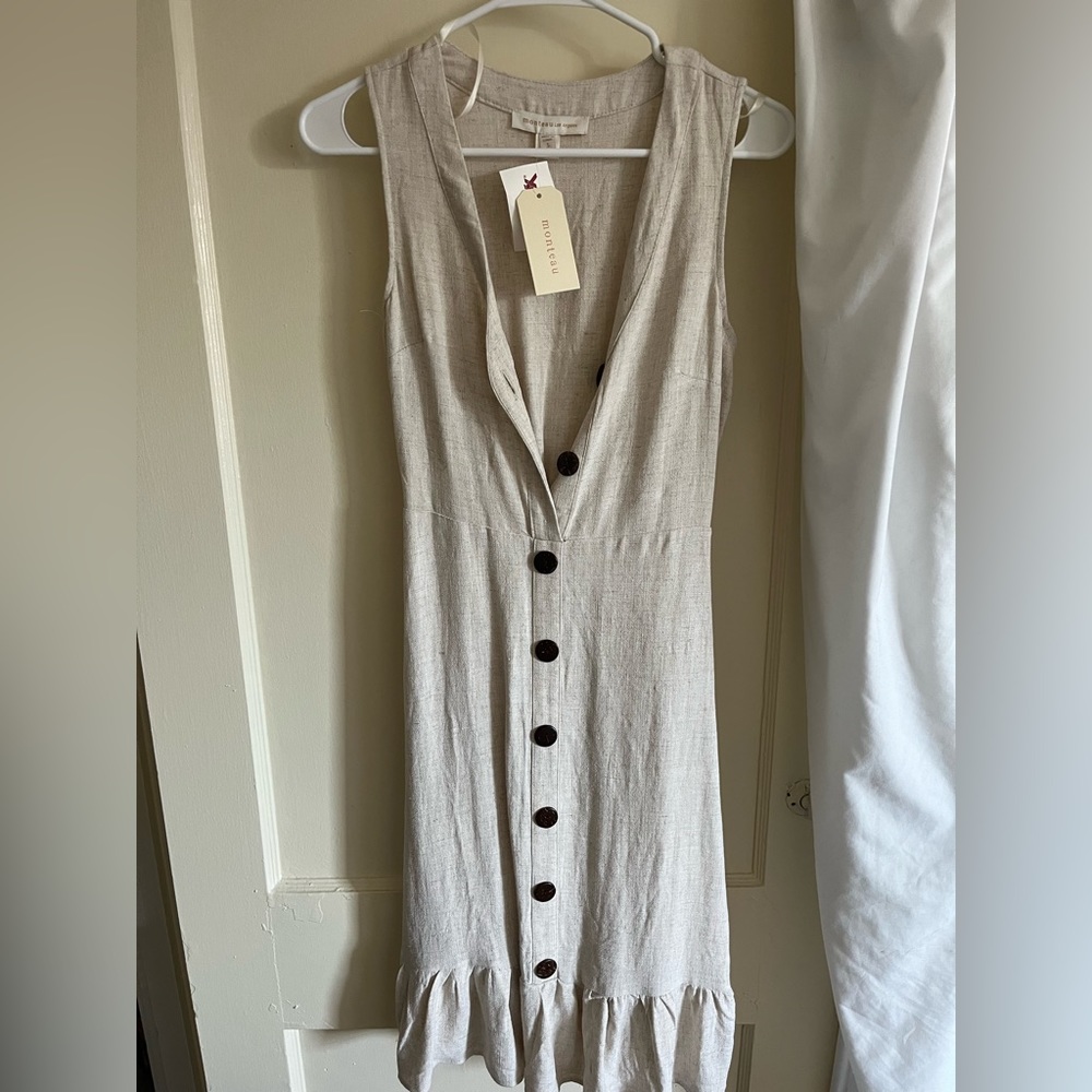 NWT linen-like cream dress